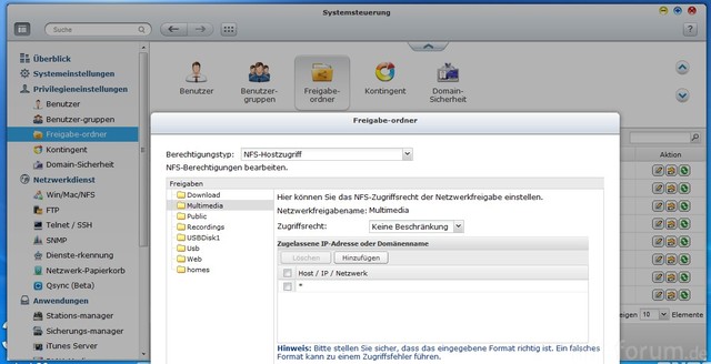 QNAP Freigabeordner