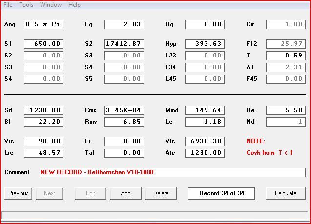 V18 1000 Parameters