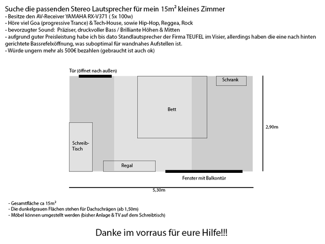 Zimmerskizze 15m²