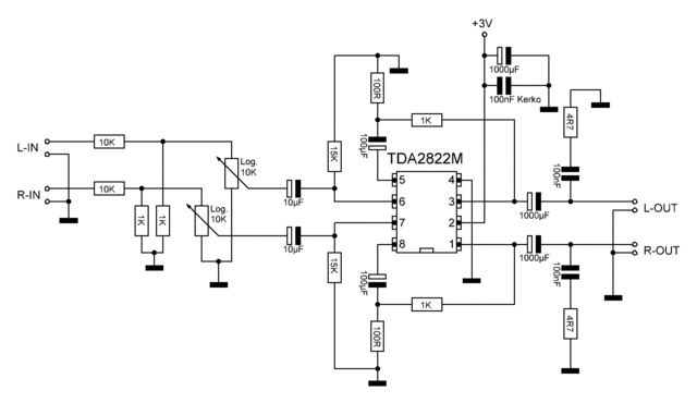 Kopfhrerverstrker mit TDA2822M