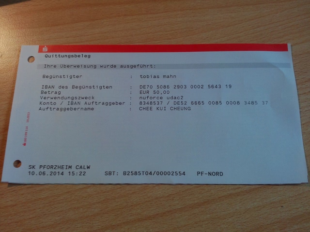 Quittung Der Überweisung