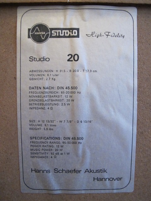 Hansa Studio 20