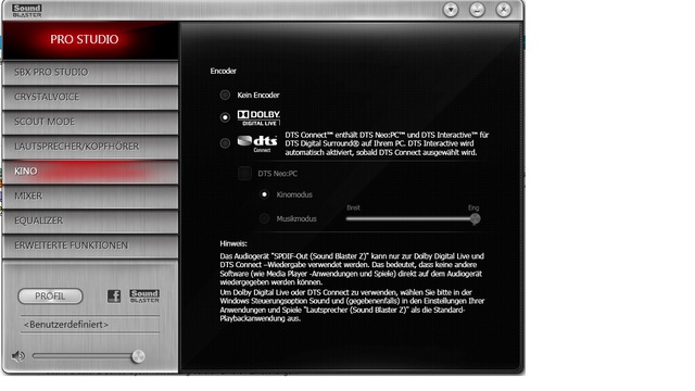 Pro Studio Einstellungen Sound Blaster Z