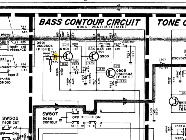 Harman Kardon Pm655 Schematic Detail Bass Contour Circuit Capacitor With Loose End 805737