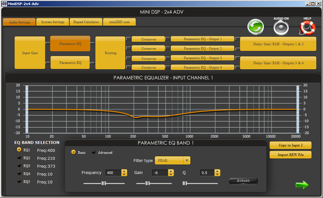 mini dsp setting