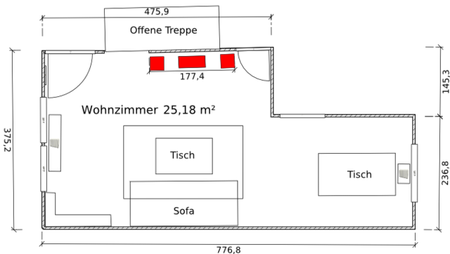 Skizze Wohnzimmer