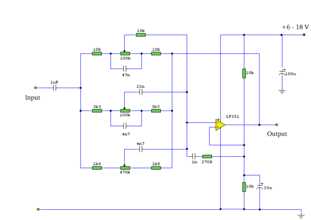 3-Band Klangregler / Equalizer Diskrete