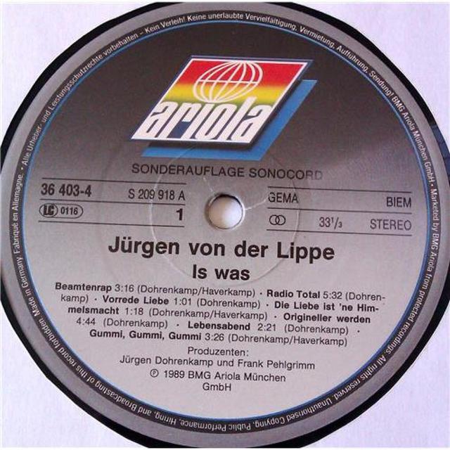 Jurgen Von Der Lippe Is Was 36 403 4 Vinilovye Gramplastinki 06967 200000002888 06967 Additional Ima