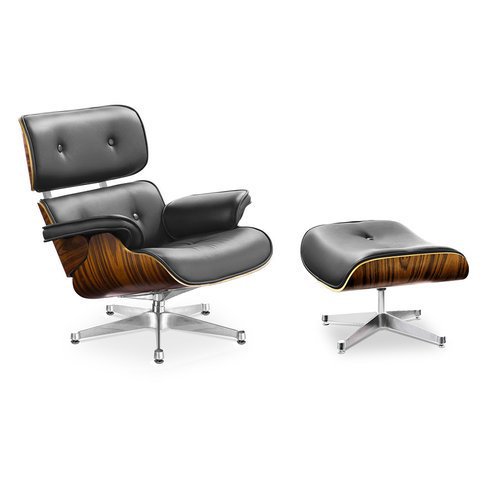 Eames Lounge Chair Und Ottomane Schwarz Mit Palisander Chrome