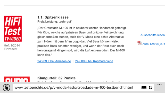 Screenshot Eines Testberichte.de Suchergebnisses 17.11.2014