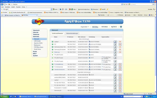 Fritz Netzwerkübersicht