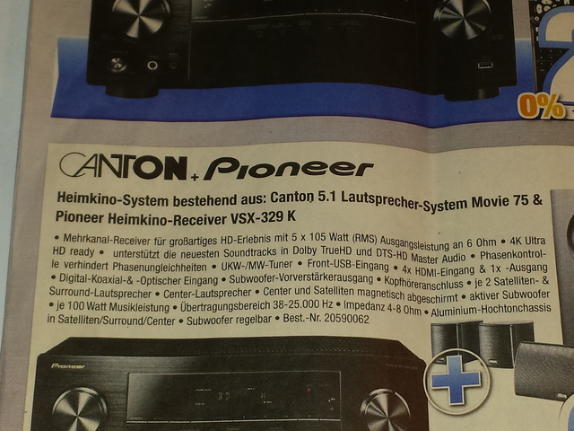 Pioneer VSX 329 K Mit Canton Movie 75 Lautsprechern