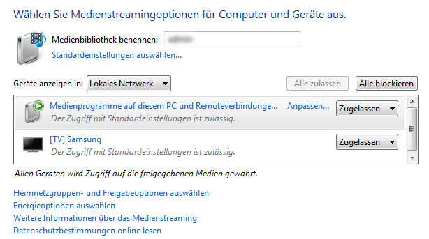Streaming Optionen Unter Windows
