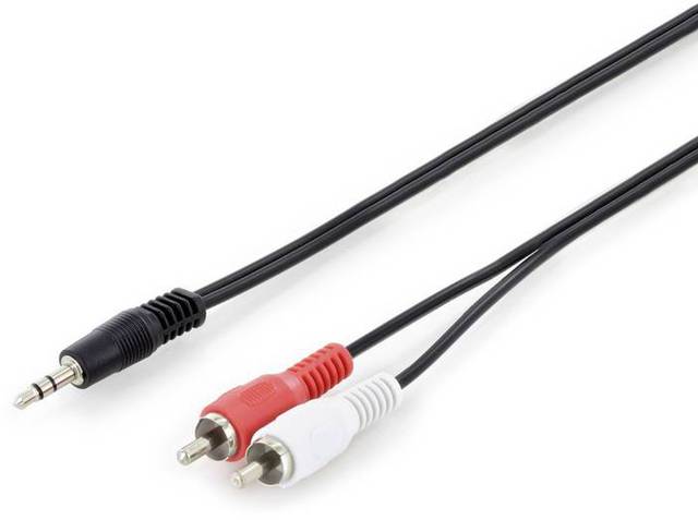 Digitus Klinke Cinch Audio Anschlusskabel 1x Klinkenstecker 3 5mm 2x Cinch Stecker 2 5m Schwar