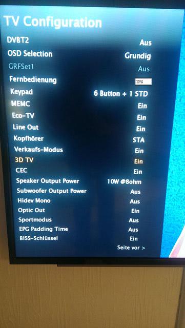 TV Configuration Menü