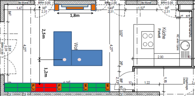 Grundriss und Mblierung