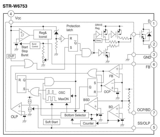 Blockschaltbild Schaltregler STR-W6753