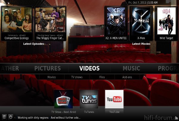 XBMC Eden Hauptmenu