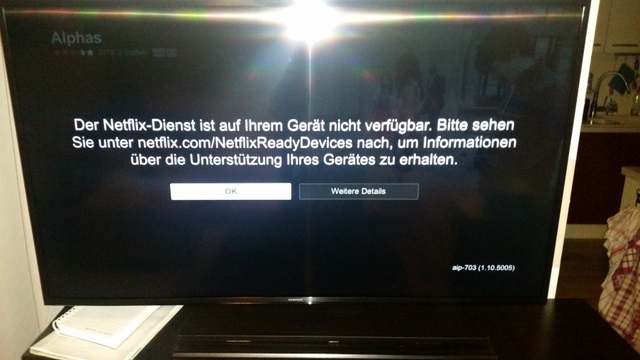 Screenshot Netflix Fehlermeldung