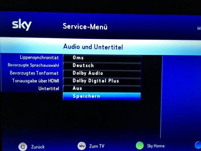 Ton Einstellungen Sky Receiver 