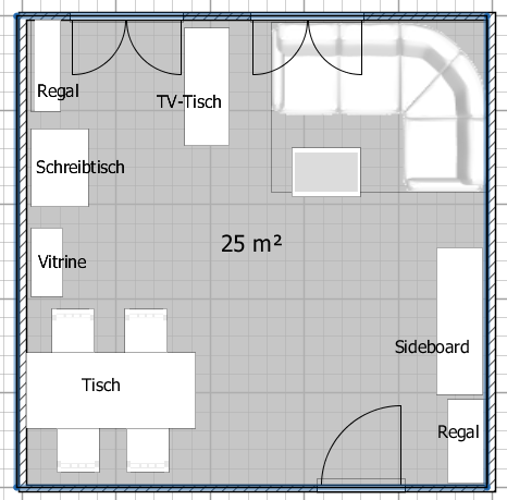 Wohnzimmer Grundriss-Skizze