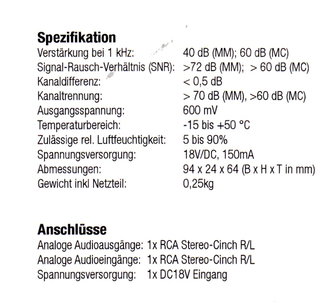 Phono Amp Oehlbach