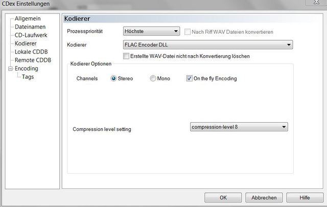 FLAC Einstellungen