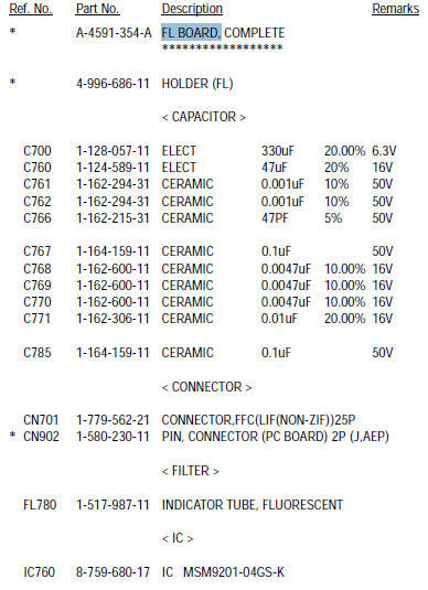 Sony-CDR-W66 - Parts FL-Board