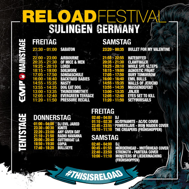 Reload 2019 Timetable