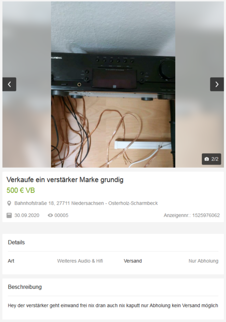 Screenshot 2020 09 30 Verkaufe Ein Verstärker Marke Grundig