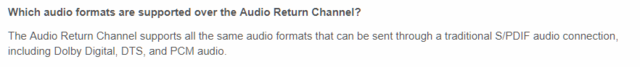 HDMI ARC 1.4 - Supported Formats