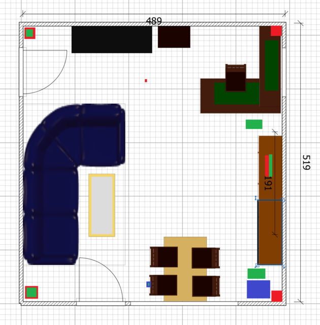 Grundriss + Einrichtung (in Cm)