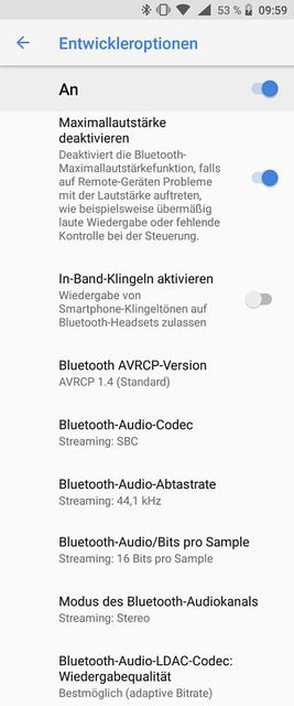 Android 8 Bluetooth Settings