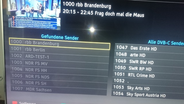 Senderliste DVB-C