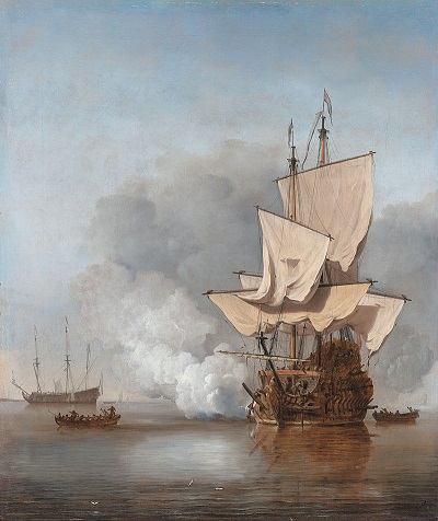 800px Het Kanonschot   Canon Fired (Willem Van De Velde II, 1707)