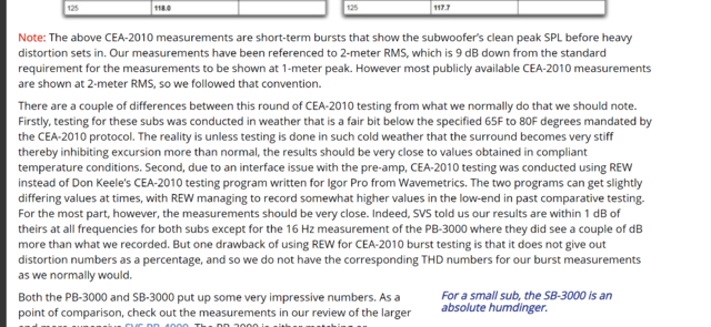Audioholics Test SVS SB 3000 Comment cea2010