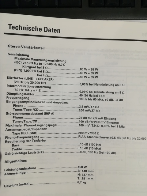 Technische Daten des AMP