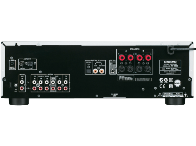 ONKYO TX 8020 (S) Stereo Receiver (2 Kanäle  90 Watt Pro Kanal  Silber)