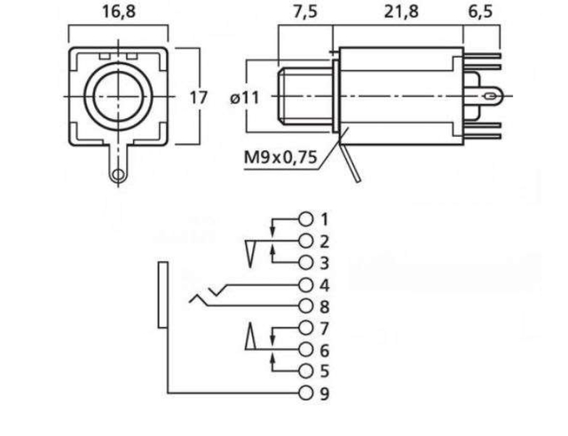 CO1110 63 Mm Stereo Klinkeneinbaubuchse M 2 Potentialfr 1 A