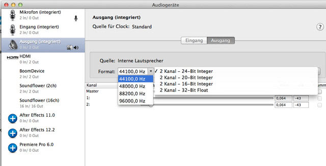 Audio Ausgang Format