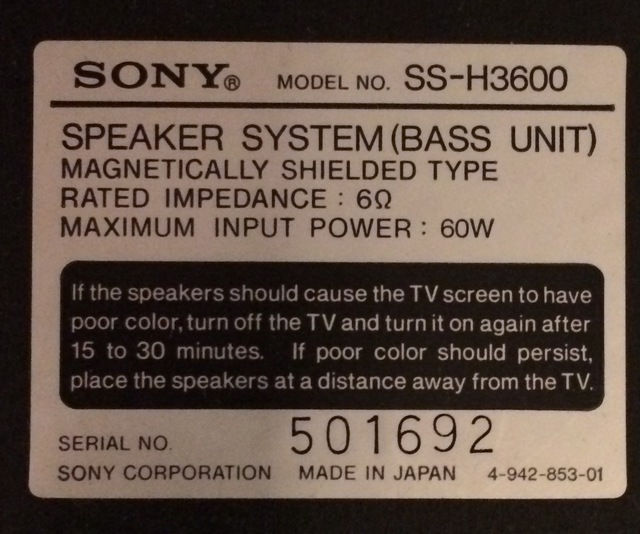 Sony SS-H3600 Basseinheit Details