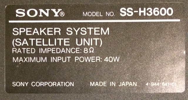 Sony SS-H3600 Satellit Details