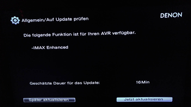 Denon IMAX Enhanced Update