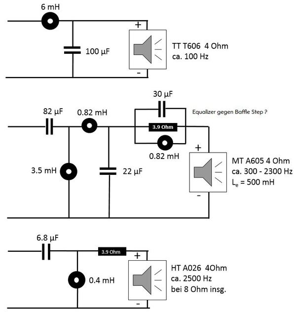 Schaltplan Frequenzweiche JBL LX800