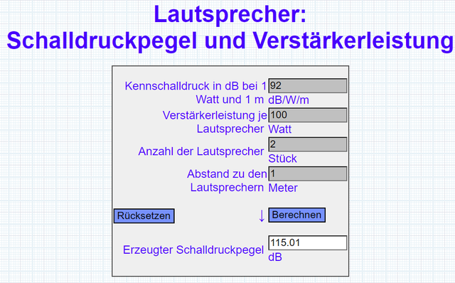 Rechner Kennschalldruck ...