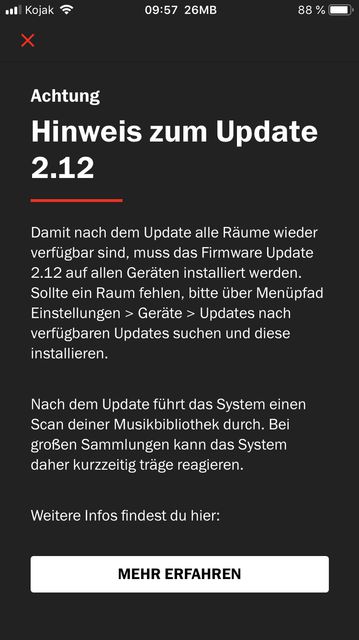 Hinweis Firmware Update 2.12