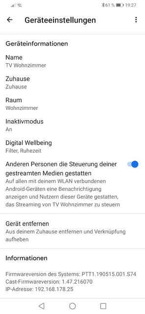 Google Home Einstellung