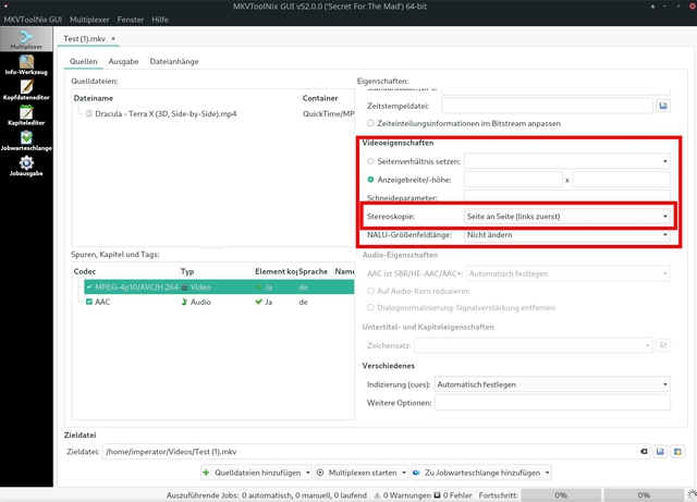 3D-Modus In MKVToolNix Setzen