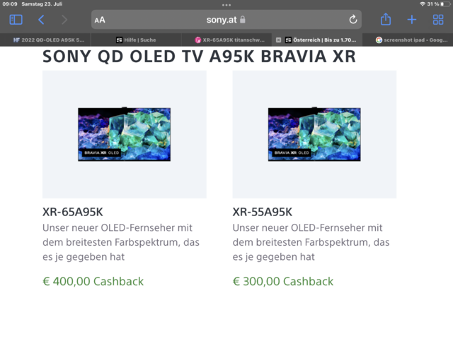 Sony Cashback Action