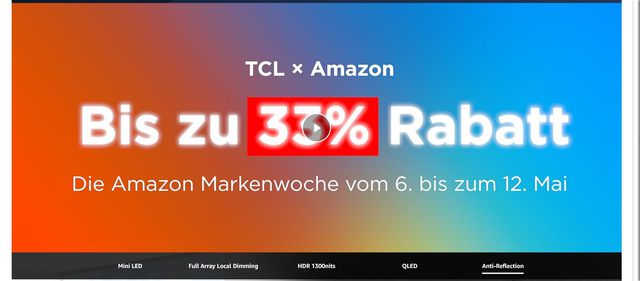 TCL 75QM8B Fernseher MiniLED 75 Zoll, QLED, 144Hz, 4K HDR Premium 1300nits, Google TV, Dolby Atmos, 